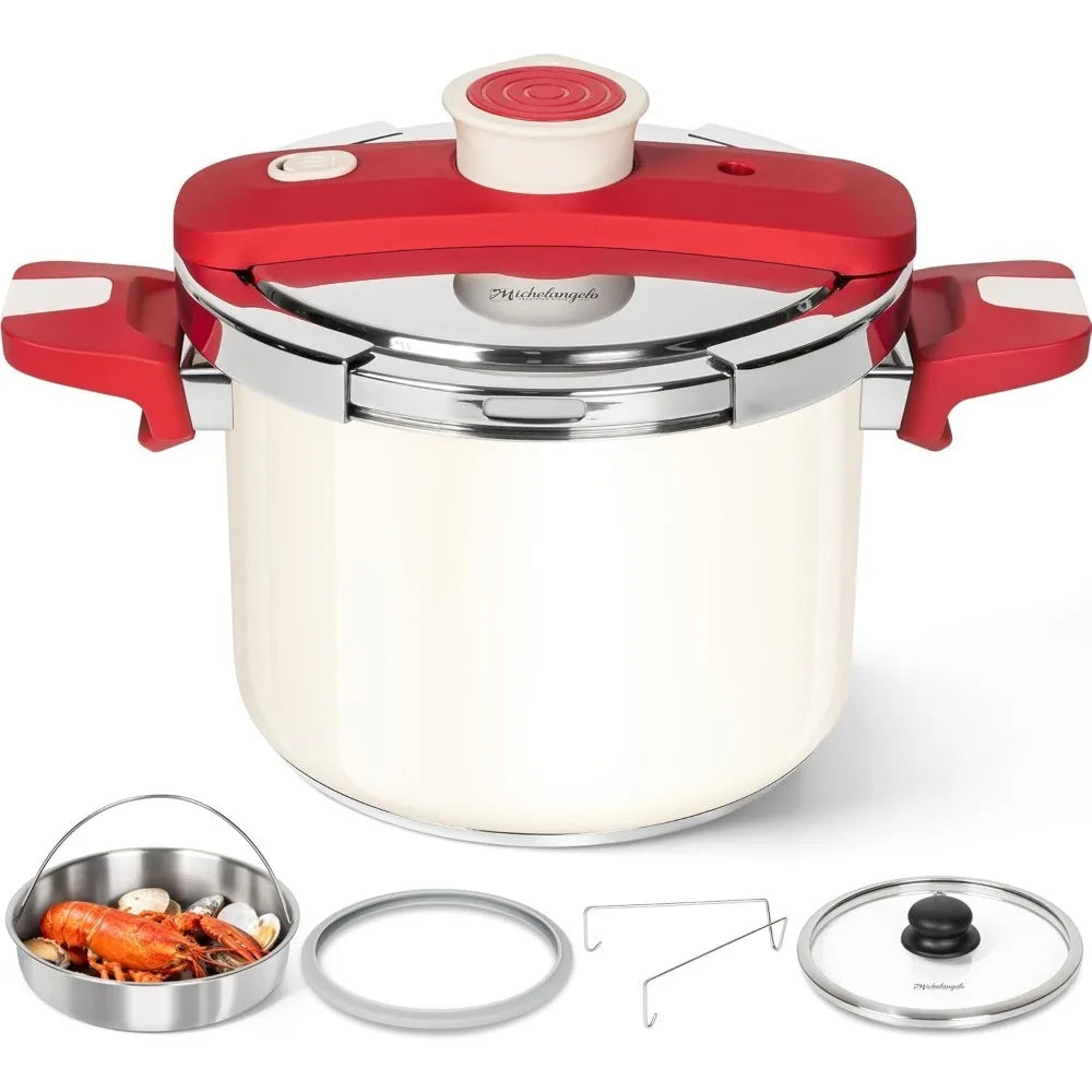 MICHELANGELO Stainless Steel Pressure Cooker 6L 8L – Induction Ready Pressure Cooker Nixie