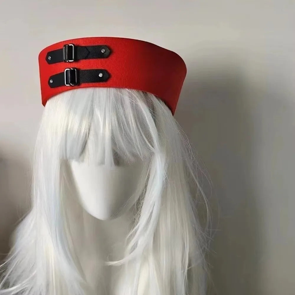 Y2K Vintage Beret Sailor Captain Hat – Buckle & Chain Vintage Beret Hat Nixie Red