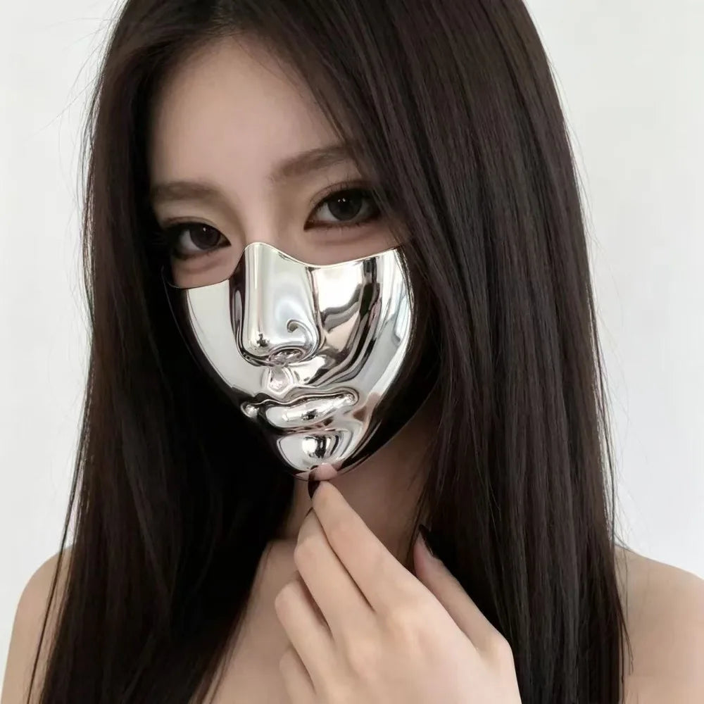 Glossy Black Half Face Mask | PVC Cosplay Masquerade Mask Cosplay Face Mask Nixie Style 4