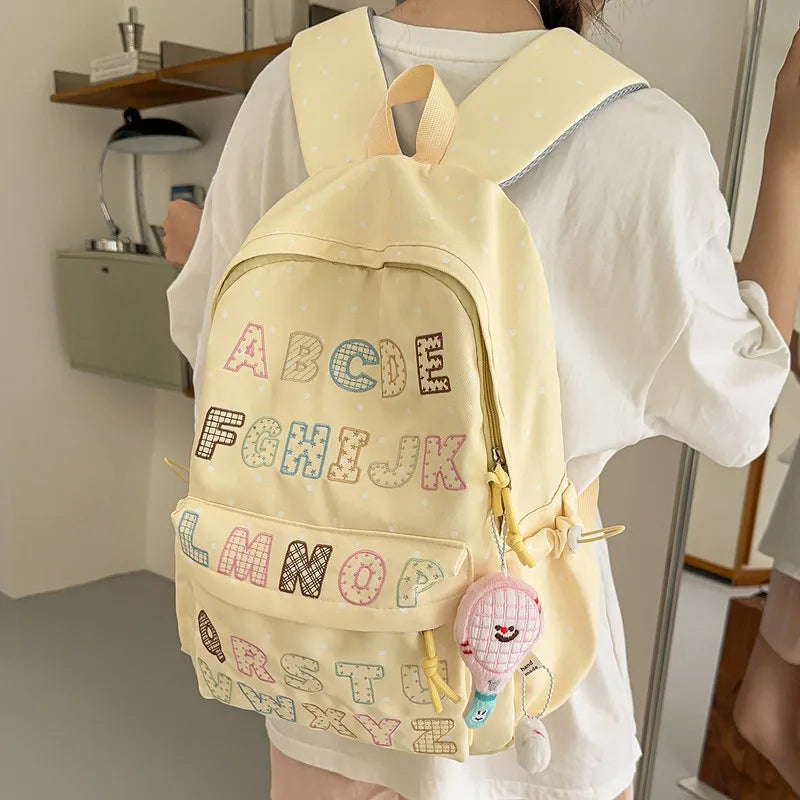 Nixie Polka Dot Letter Backpack – Lightweight Teen Girls Bag Student Backpack Nixie