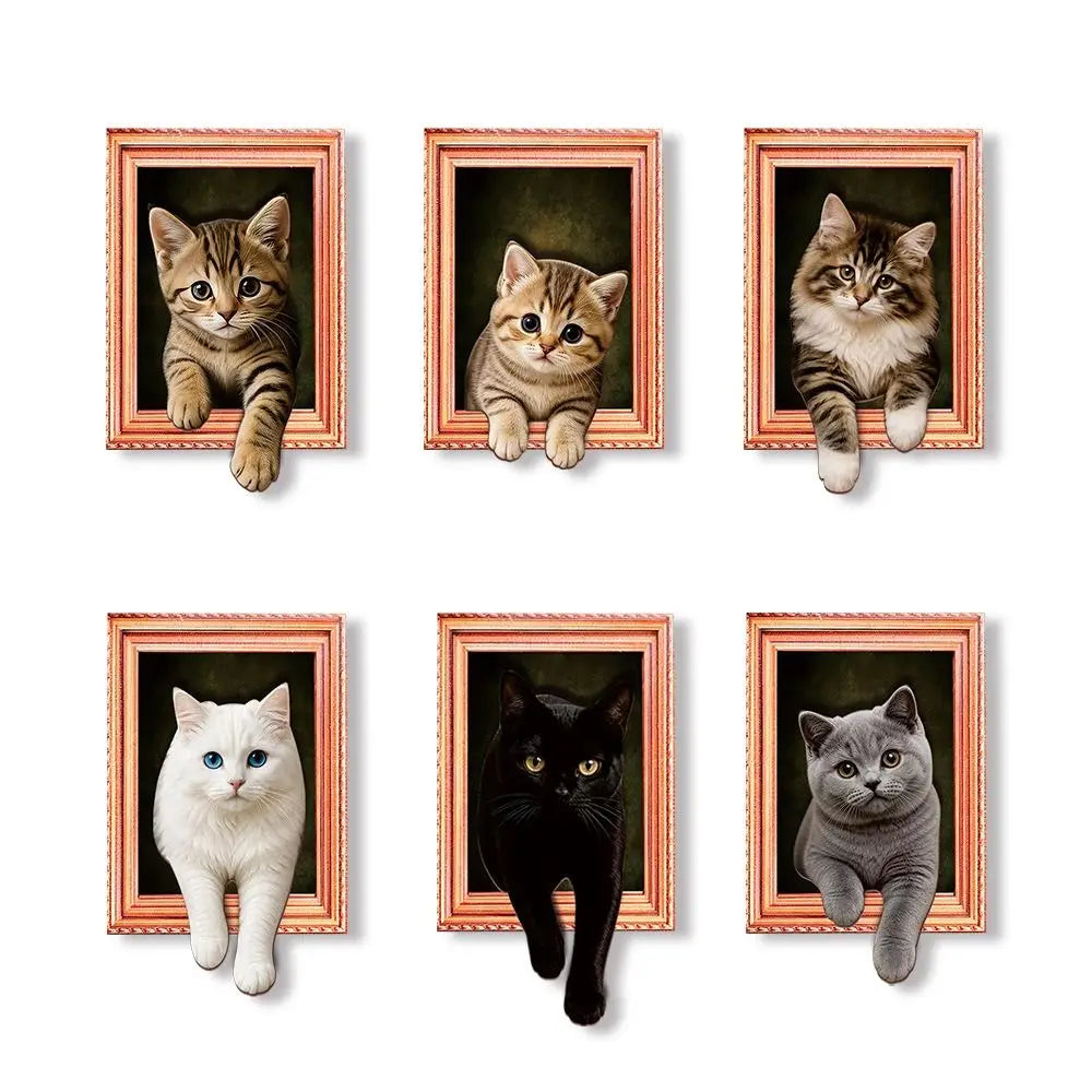 3D Cat Fridge Magnets – Vintage Oil Painting Wooden Frame Decorative Fridge Magnet Nixie