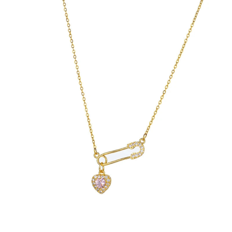 Copper Pin Love Pendant Necklace | Light Luxury Style