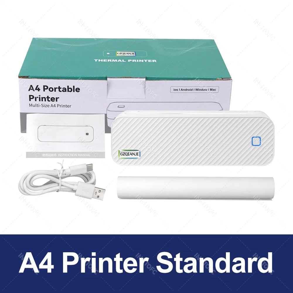 3CKMZONE Wireless A4 Thermal Printer – Inkless Bluetooth Portable