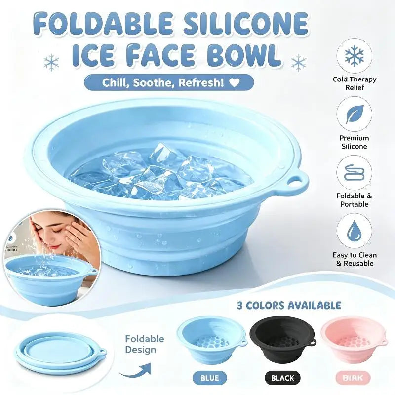 Foldable Silicone Ice Facial Basin – Portable Cold Therapy Bowl Facial Ice Bath Bowl Nixie