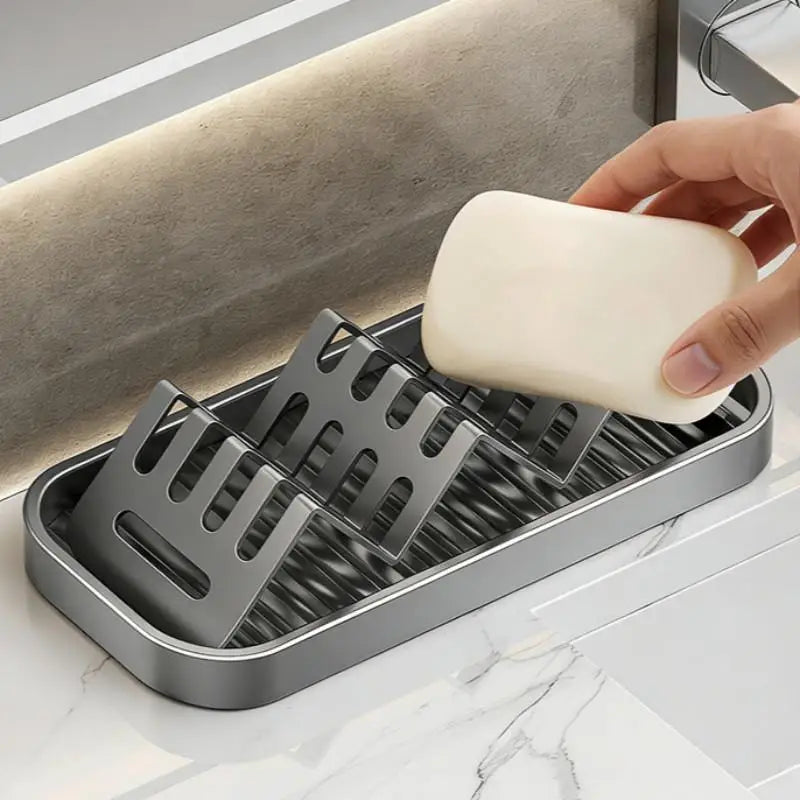 Stainless Steel Soap Dish Rack with Drainage Tray | Bathroom Organizer Soap Dish Rack Nixie