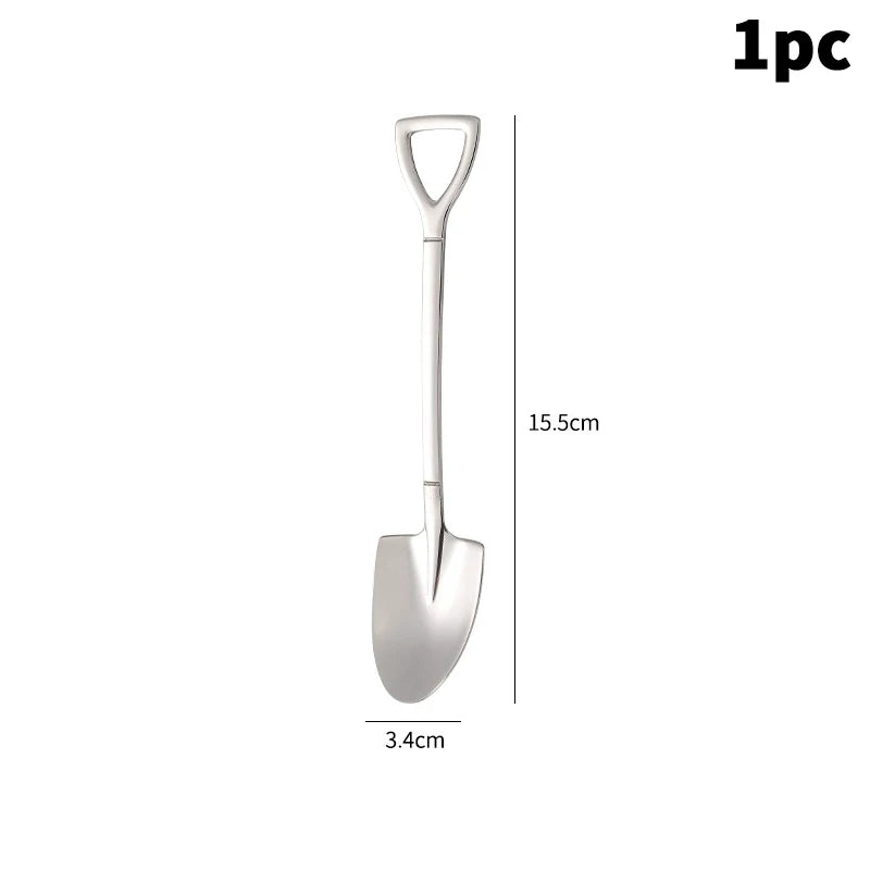 Stainless Steel Shovel Spoons – Coffee & Dessert Cutlery Dessert Spoon Set Nixie A1
