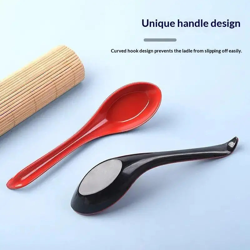 2pcs Japanese Ramen Soup Spoons Long Handle Melamine Drop-Resistant Soup Spoons Nixie