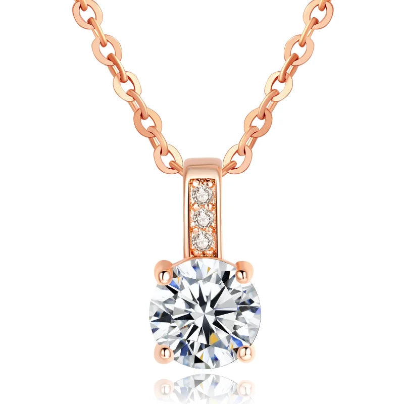 925 Silver Plated CZ Crystal Bridal Jewelry Set – Necklace & Earrings Bridal Jewelry Set Nixie 45cm Rose gold necklace