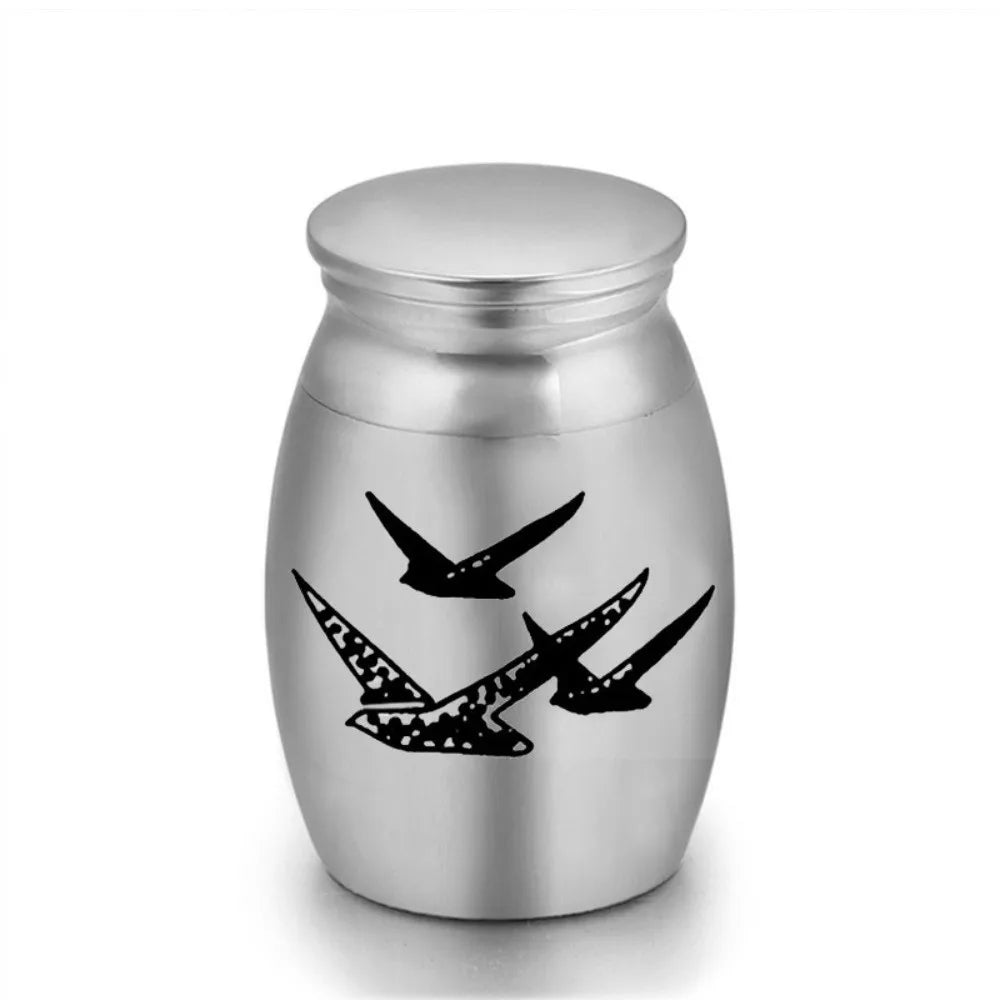 Mini Stainless Steel Pet Cremation Urn – Paw & Heart Patterns Pet Memorial Urn Nixie D