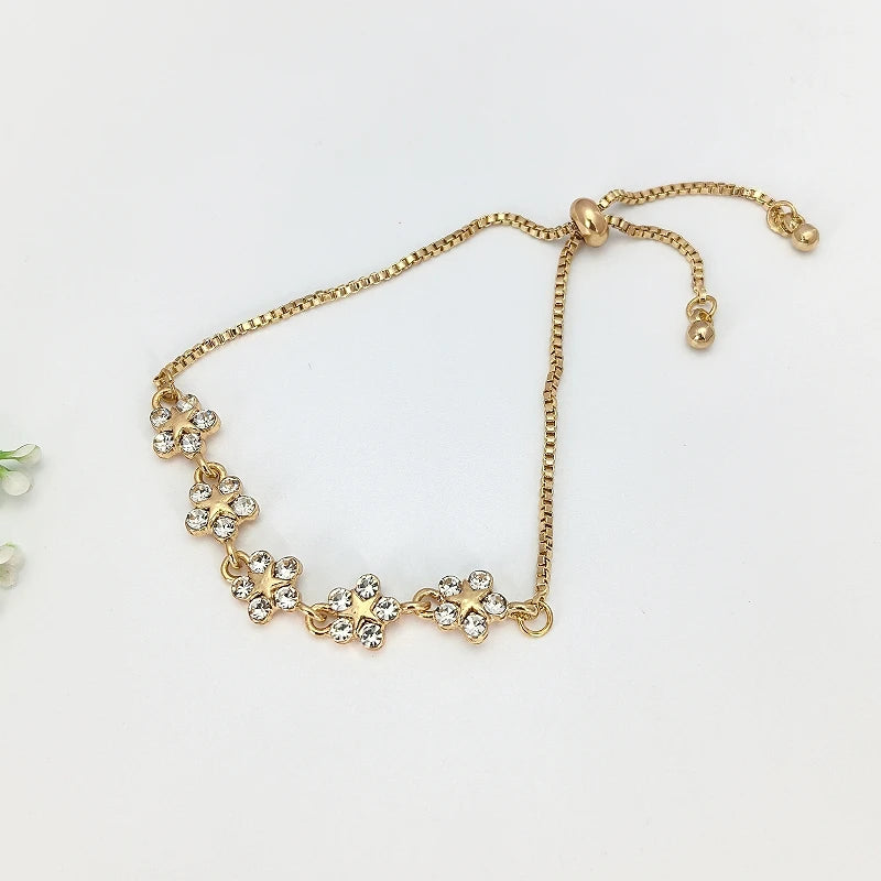 Adjustable Flower Crystal Bracelet – Women's Elegant Jewelry Crystal Bracelet Nixie