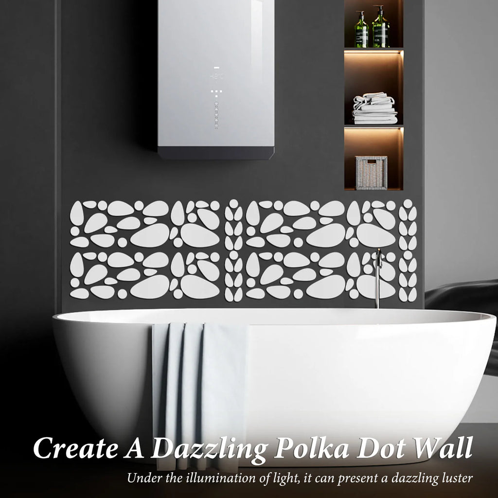 60Pcs Pebble Acrylic Mirror Wall Stickers – Self-Adhesive Tiles Mirror Wall Stickers Nixie