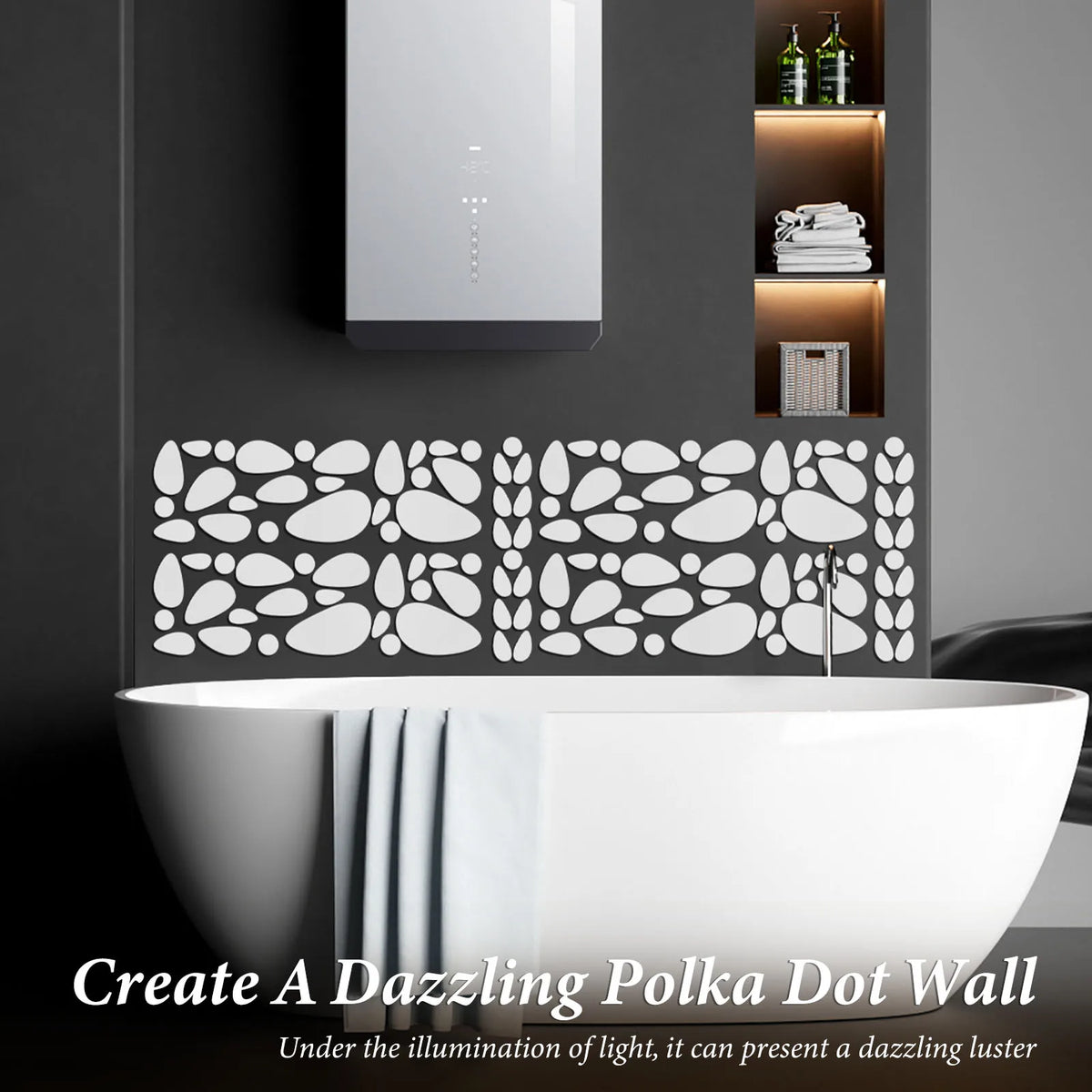 60Pcs Pebble Acrylic Mirror Wall Stickers – Self-Adhesive Tiles Mirror Wall Stickers Nixie