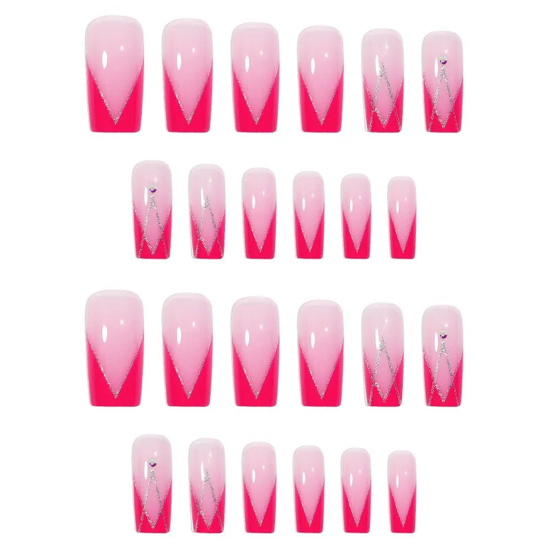 Nixie French Press-On Nails with Rhinestones – 24 Pcs Press-On Nails Nixie