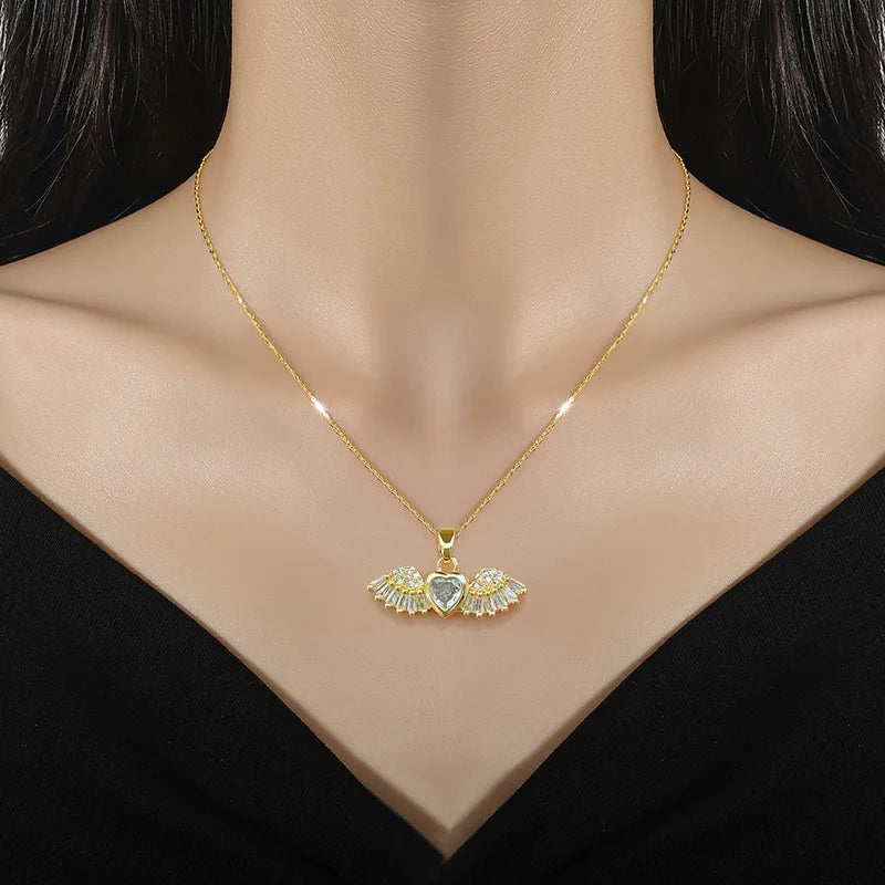 Angel Wings Gold Pendant Necklace – Stainless Steel Chain Pendant Necklace Nixie