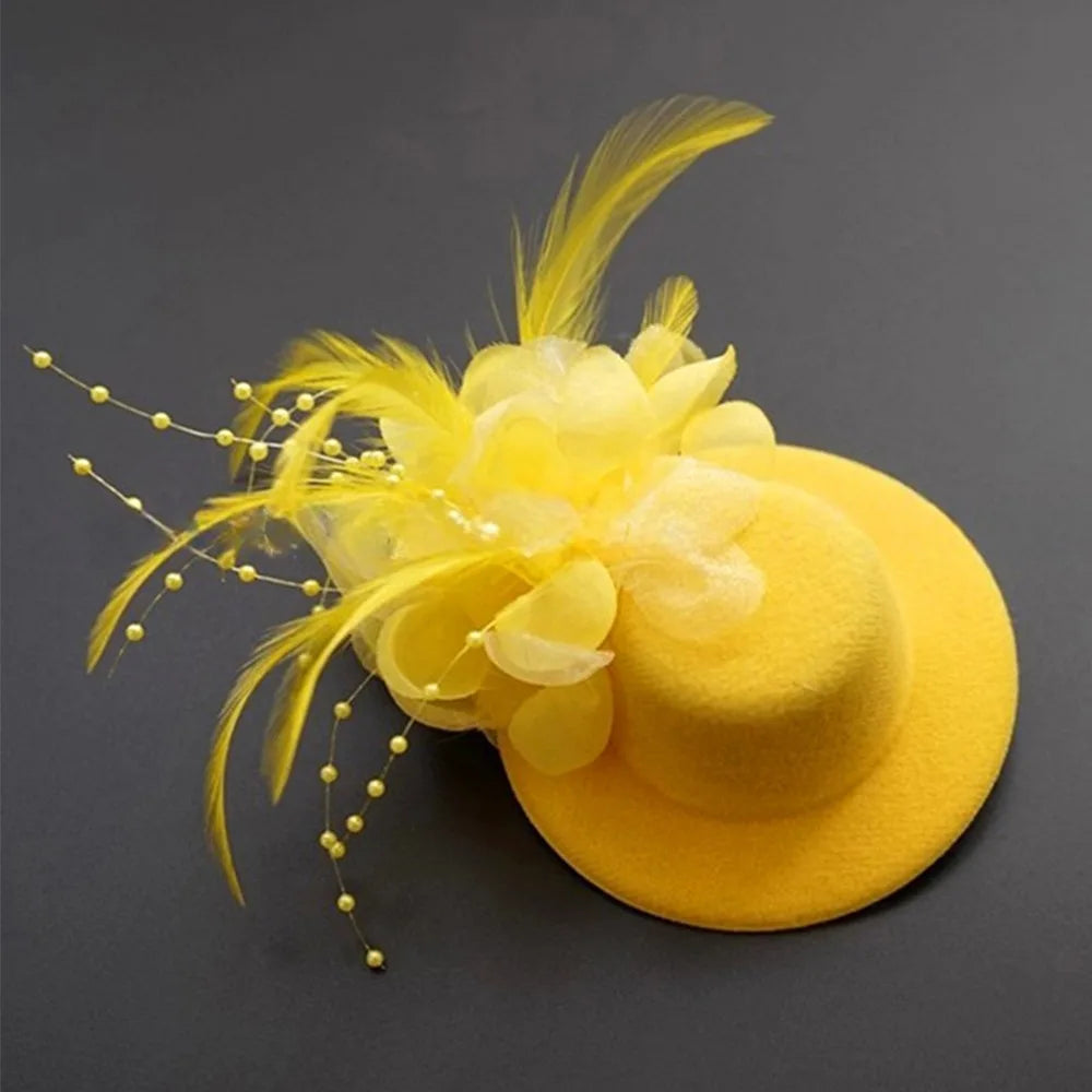 Kids Fascinator Hat 13cm Feather Flower Pillbox Hair Clip