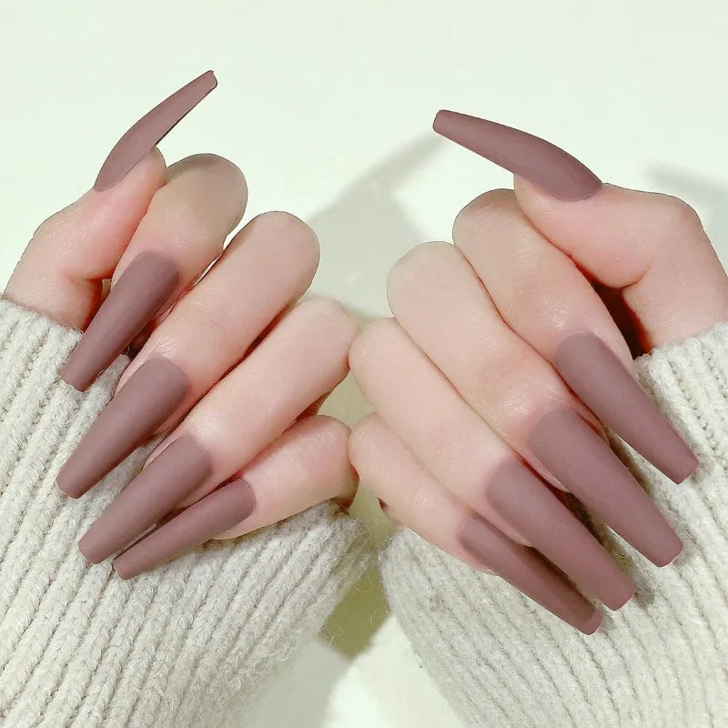 24PCS Gray Matte Ballet French Tip Press On Nails for Women Press On Nails Nixie