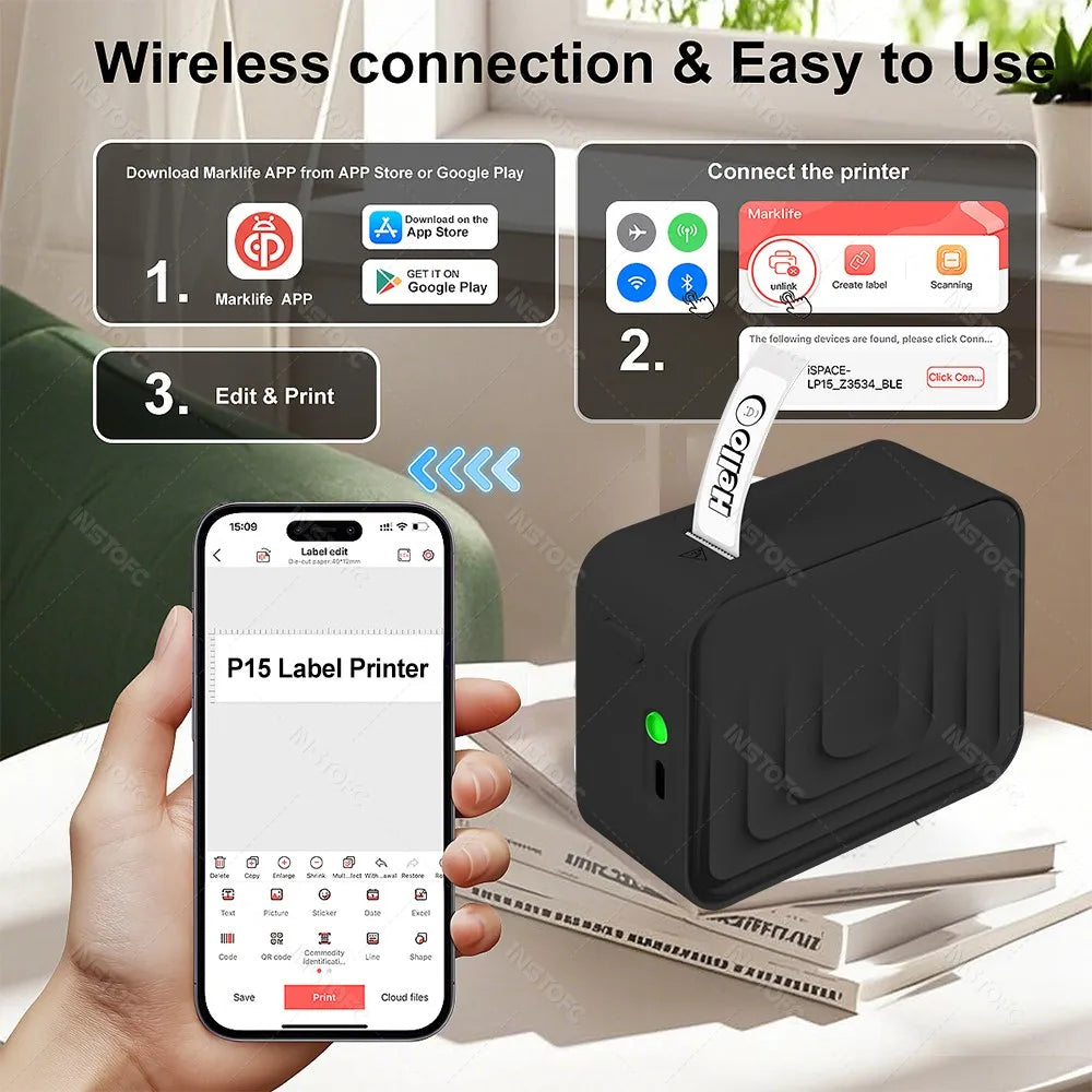 MarkLife M1 Mini Bluetooth Thermal Label Printer | Home & Office Thermal Label Printer Nixie