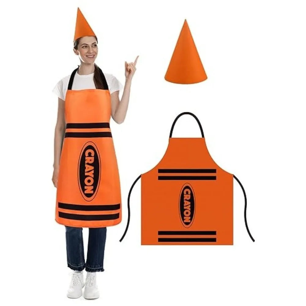 Crayon Costume Apron & Cone Hat Set for Adults – Halloween Costume Apron Set Nixie