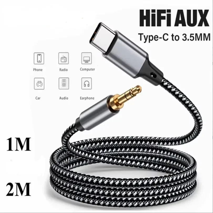 USB-C to 3.5mm TRRS AUX Audio Cable – iPhone 15 & Samsung AUX Audio Cable Nixie