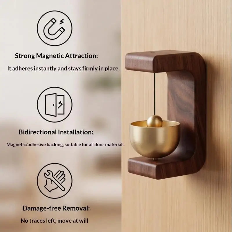Wooden Wind Chime Magnetic Brass Doorbell | Home Décor Bell Decorative Doorbell Nixie Default Title