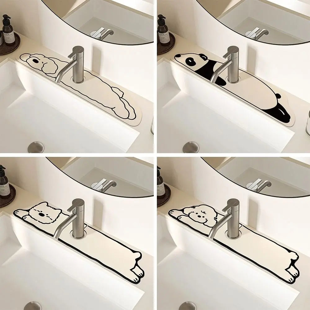 Cartoon Puppy Diatom Mud Faucet Draining Mat | Sink Mat Sink Draining Mat Nixie