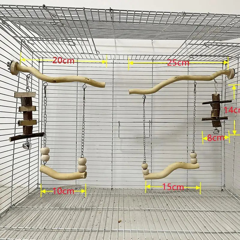 Natural Wood Parrot Swing Bridge Perch Toy for Budgies & Cockatiels Bird Swing Toy Nixie