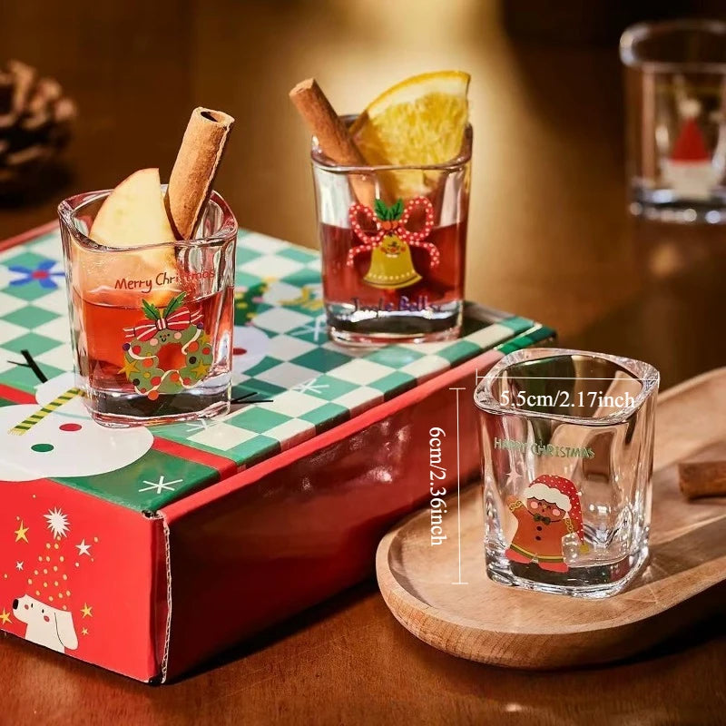 Christmas Cartoon Glass Red Wine Cup Gift Box Set Wine Glass Set Nixie
