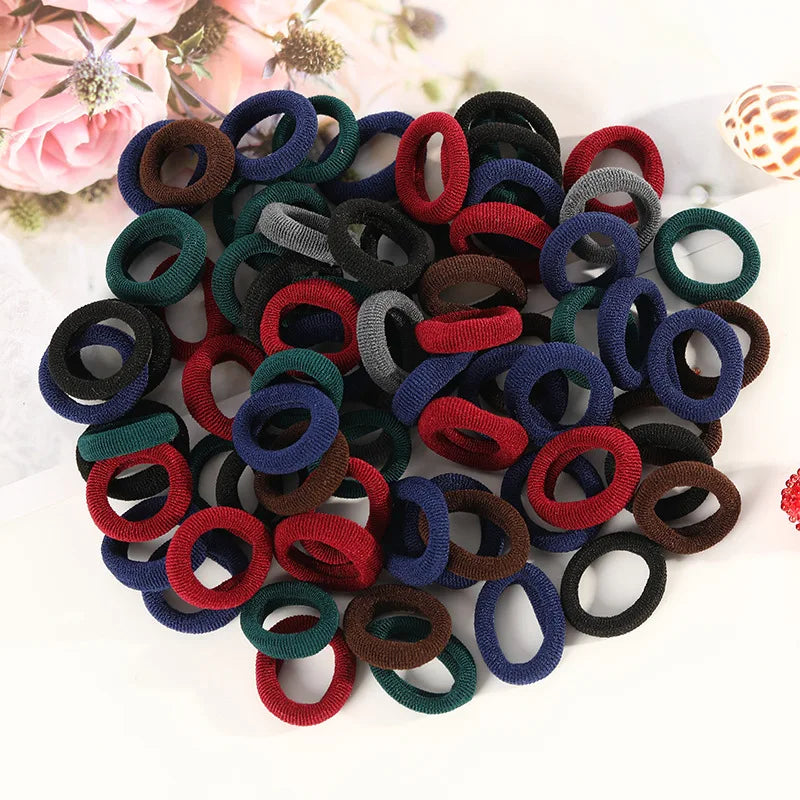 100pcs Mini Elastic Hair Ties Multicolor – Gentle & Secure Elastic Hair Ties Nixie Dark Color Scheme