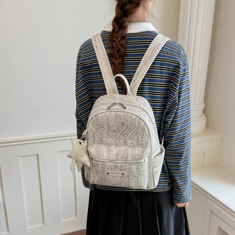 Korean Star-Embroidered Backpack – Large Capacity Women's Bag Women's Backpack Nixie