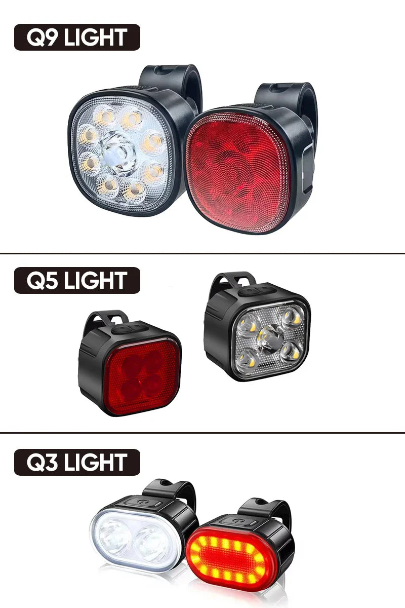 USB Rechargeable Bike Light Set – Front & Rear LED Cycling Bicycle Light Set Nixie