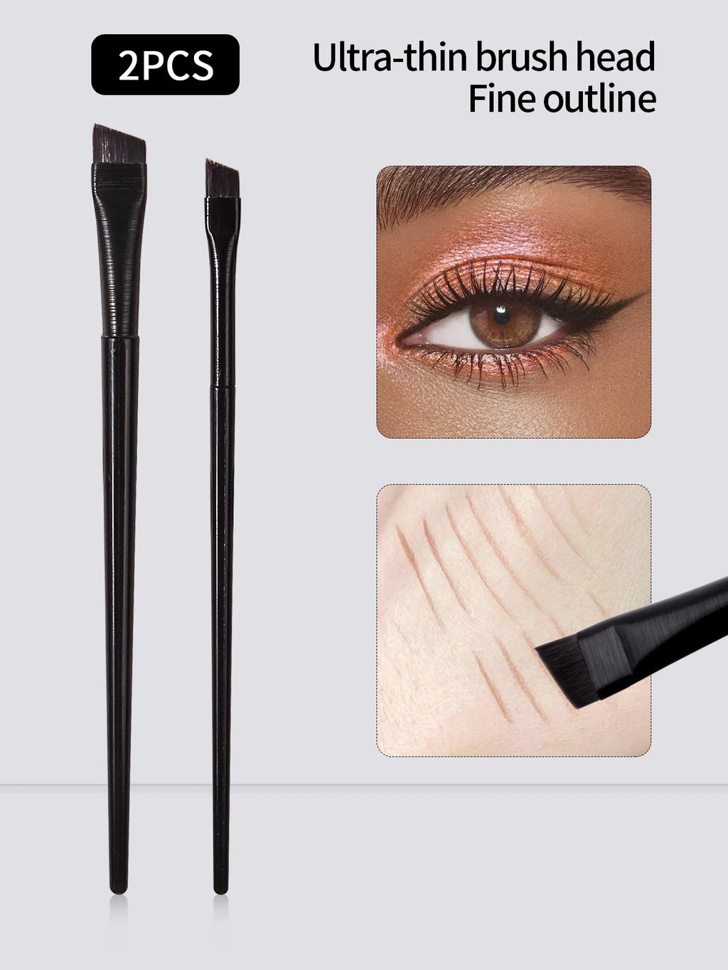 Ultra Thin Blade Eyeliner & Eyebrow Brush Set – 2pc Precision Eye Makeup Brush Nixie