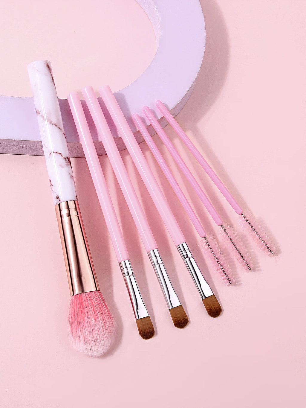 7-Piece Pink Makeup Brush Set – Blush, Eye & Brow Brushes Makeup Brush Set Nixie
