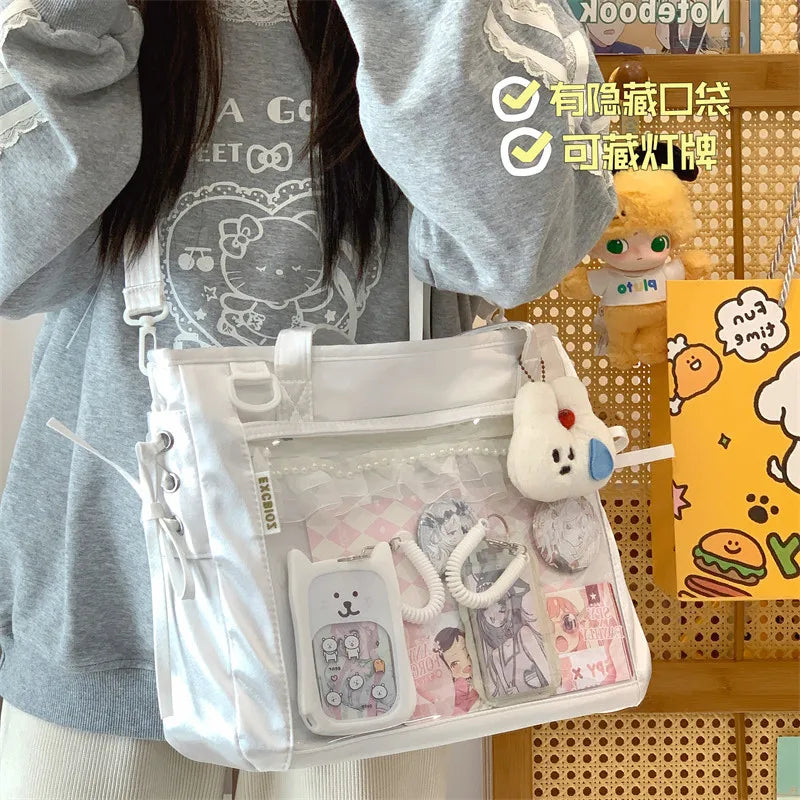Large Lace Ita Bag – Transparent Crossbody Shoulder Bag Ita Crossbody Bag Nixie White