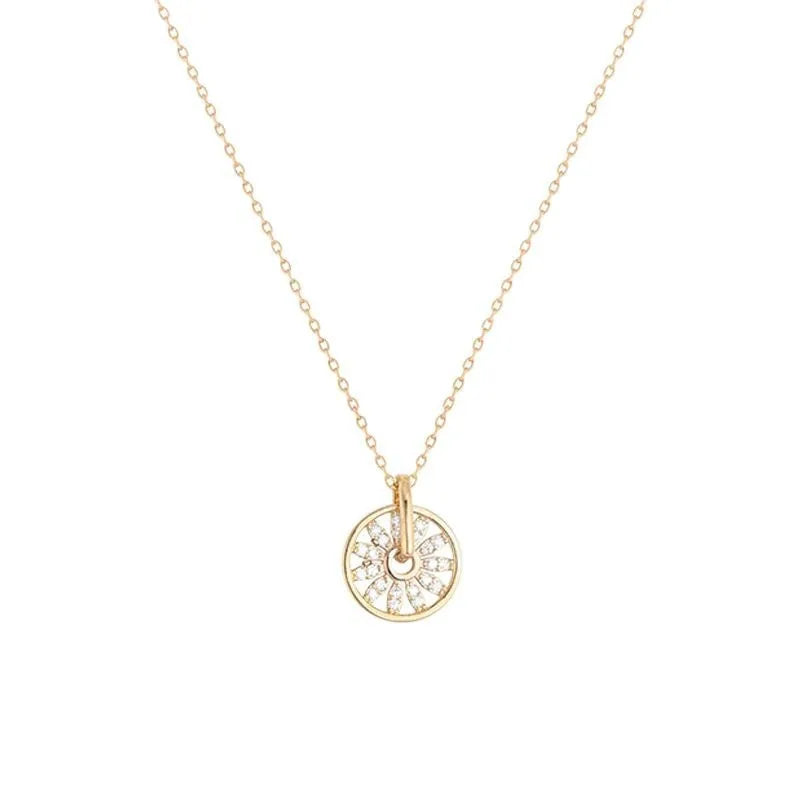 Zircon Wheel Pendant Necklace – Minimalist Gold Clavicle Chain Pendant Necklace Nixie