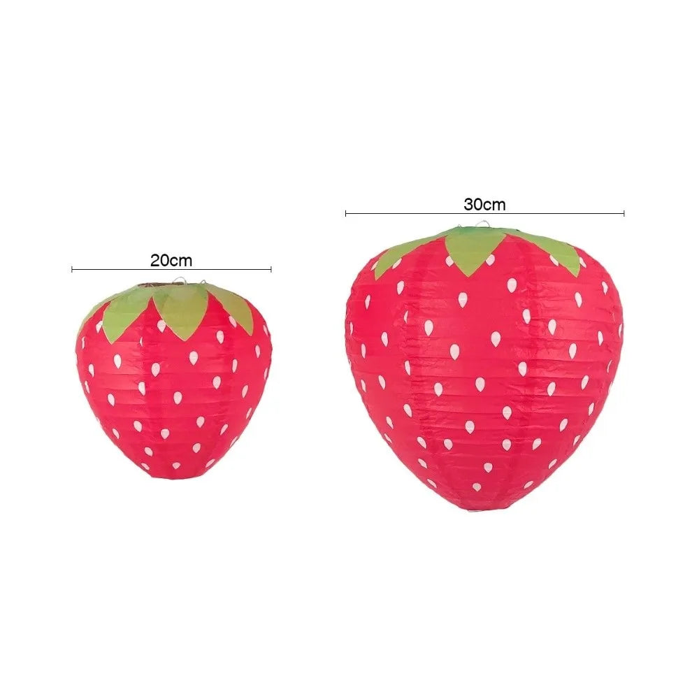 3D Strawberry Paper Lanterns – Handheld Kids Party Decor Paper Party Lantern Nixie