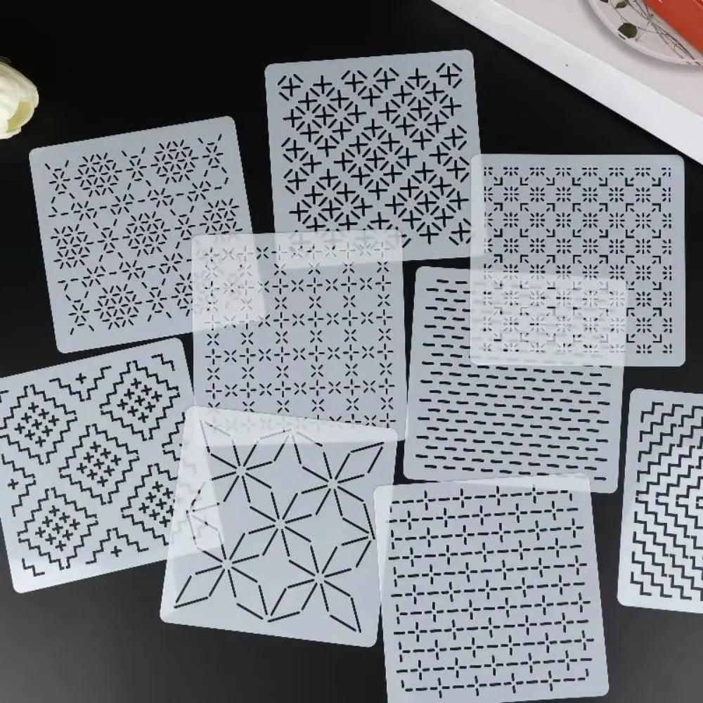 Sashiko Embroidery Stencils 9/32Pcs Reusable Geometric PET Templates