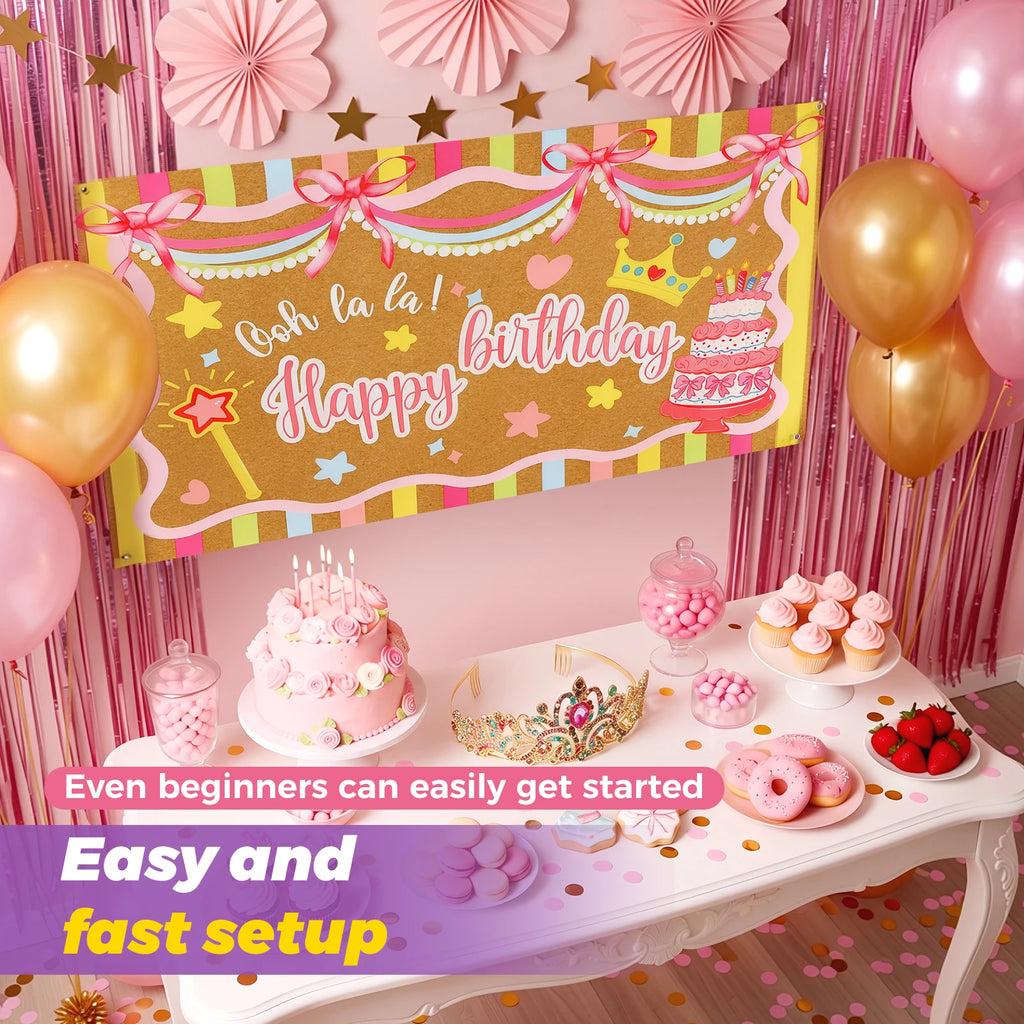 Birthday Party Decoration Kit – Backdrop, Fringe & Crown Party Decoration Kit Nixie