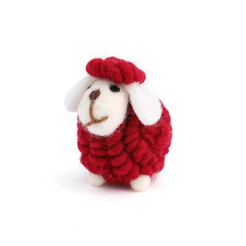 Wool Felt Christmas Sheep Figurine Nordic Lamb Ornament