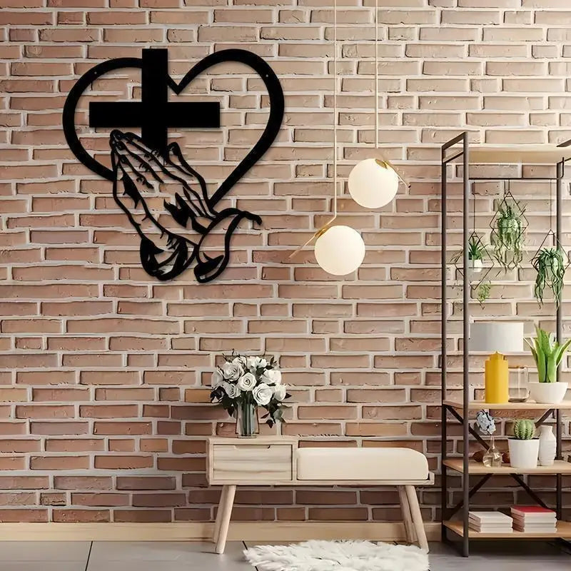 Iron Heart Cross Silhouette Metal Wall Art – Home & Garden Decor Metal Wall Art Nixie