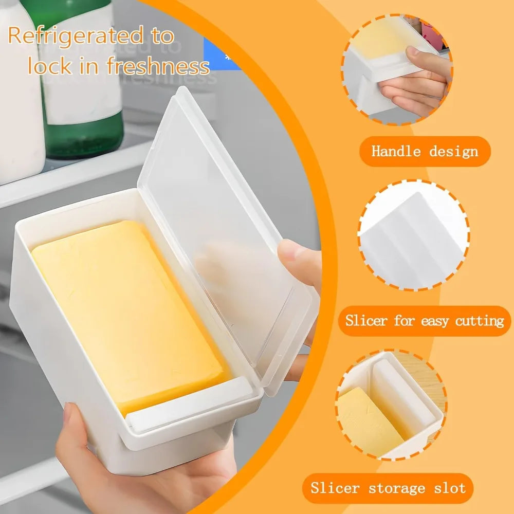 Butter Dish with Cover & Cutter | Fridge Cheese Storage Box Butter Dish with Cutter Nixie