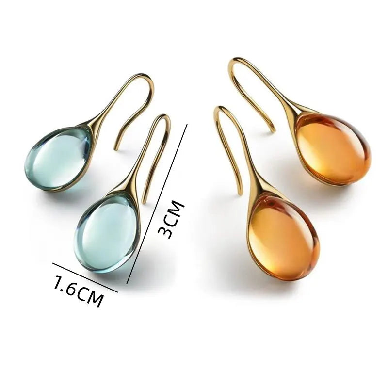2Pcs Gold-Tone Drop Earrings with Faux Cat's Eye Stones Fashion Drop Earrings Nixie