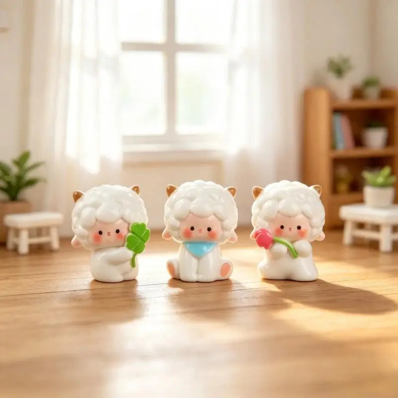 Miniature Sheep Lamb Resin Figurines Fairy Garden Ornaments 5/6Pcs Resin Figurine Set Nixie