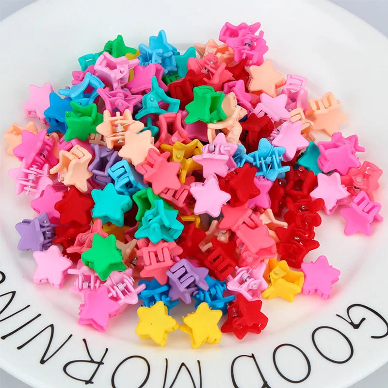 Kids Pentagram Hair Claws 50pcs Candy Colors with Bottle
