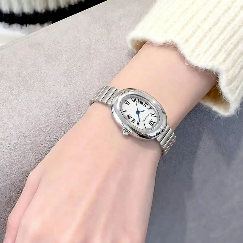 REBIRTH Vintage Oval Gold Women's Quartz Watch Roman Numeral Women's Quartz Watch Nixie