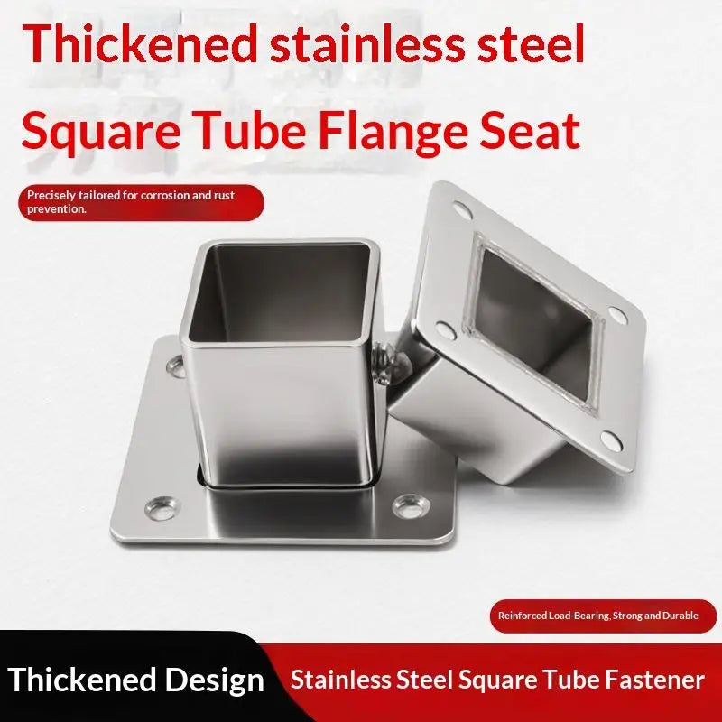 Stainless Steel Square Tube Connector Flange Base 25/30/35mm Tube Connector Clamp Nixie