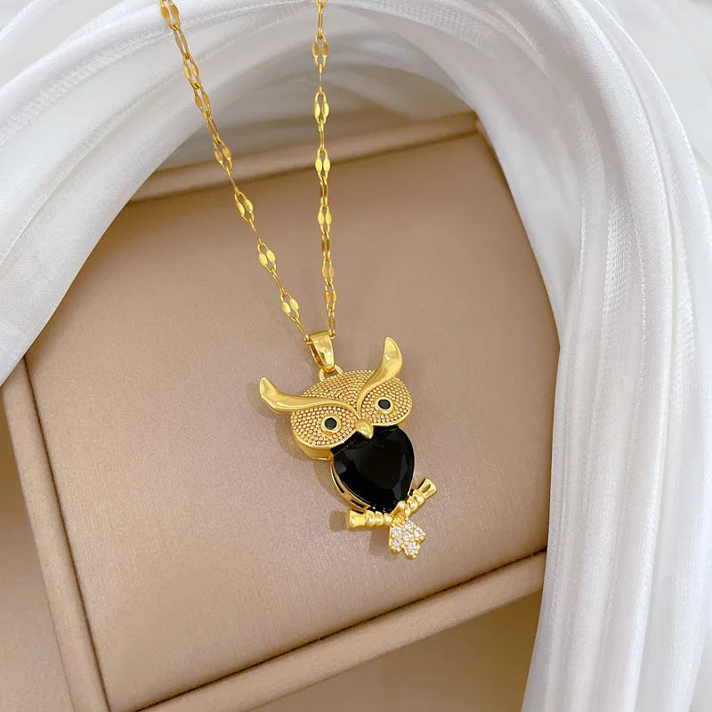 Owl Copper Pendant Necklace – Gold Plated Clavicle Chain Pendant Necklace Nixie
