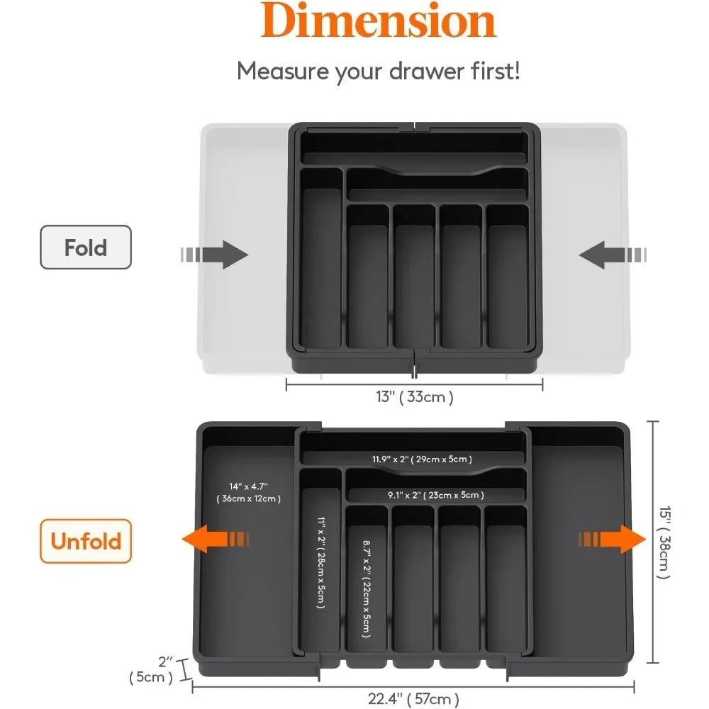 Expandable Silverware Drawer Organizer – Adjustable Cutlery Tray Drawer Organizer Tray Nixie