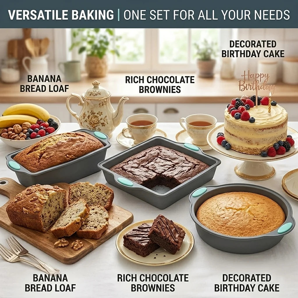 5-Piece Silicone Bakeware Set – Non-Stick Cake & Bread Molds Silicone Bakeware Set Nixie
