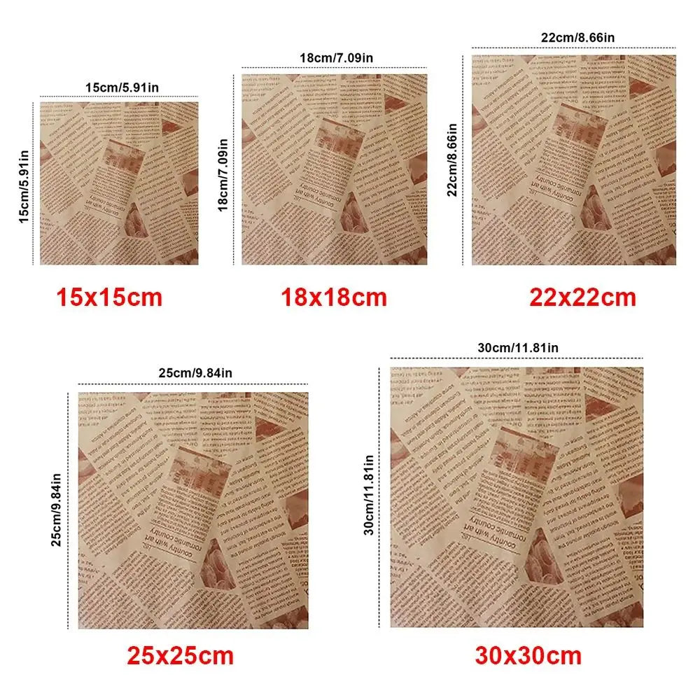 100Pcs Greaseproof Baking Paper Sheets – 5 Sizes | Food-Safe Baking Paper Sheets Nixie