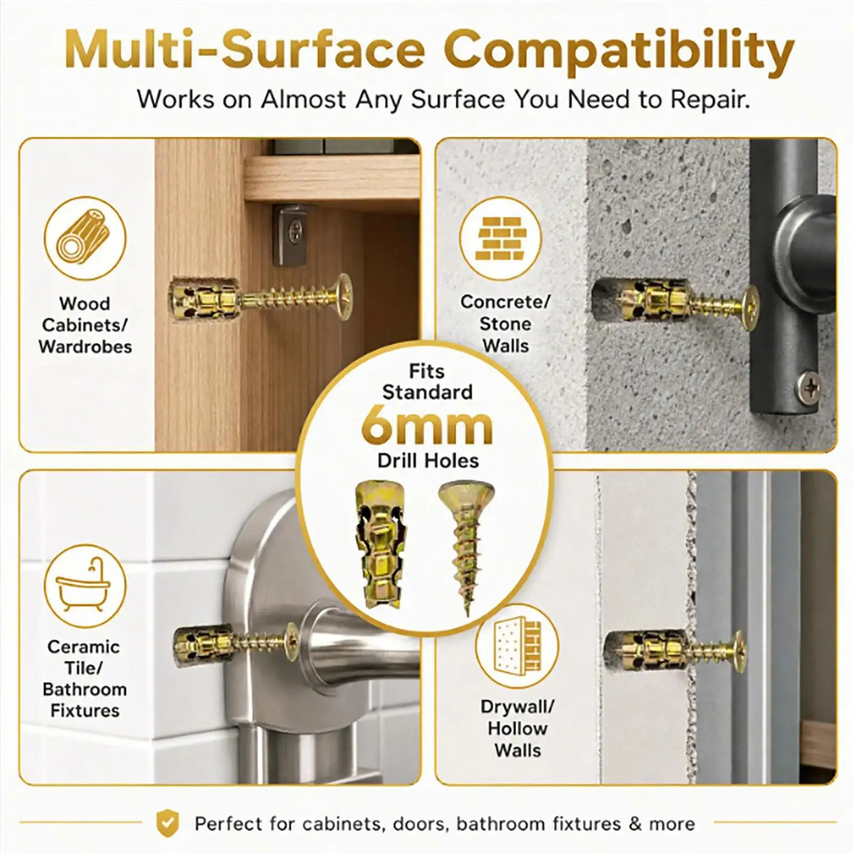 50Pcs Door Hinge Expansion Screw Kit – Thread Repair M3×12